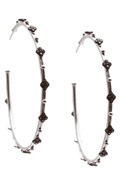 Shop Armenta New World Crivelli Black Diamond Hoop Earrings In Silver