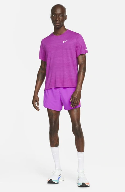 Shop Nike Aeroswift 4" Running Shorts In Vivid Purple/ Bright Crimson