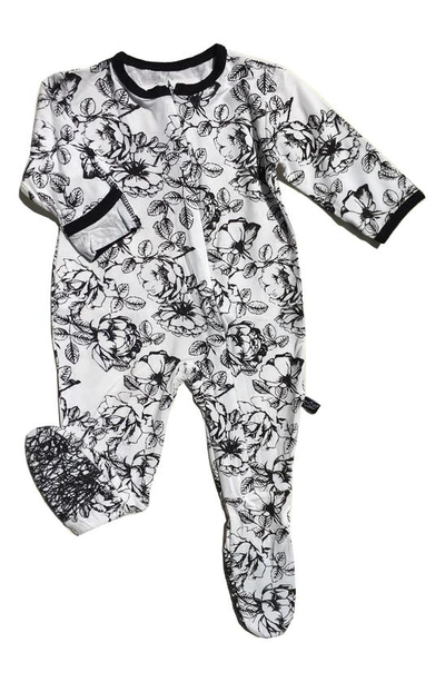 Shop Peregrinewear Print Fitted One-piece Pajamas In Black/white