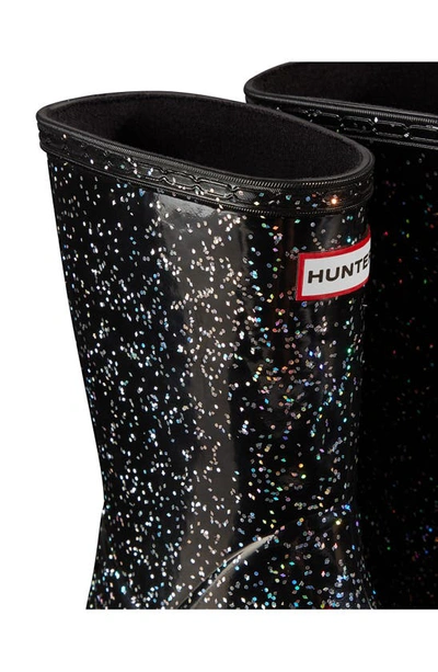 Shop Hunter Kids' Original First Classic Glitter Rain Boot In Black/black