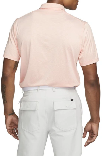 Shop Nike Pinstripe Player Polo In Orange/ Brushed Silver