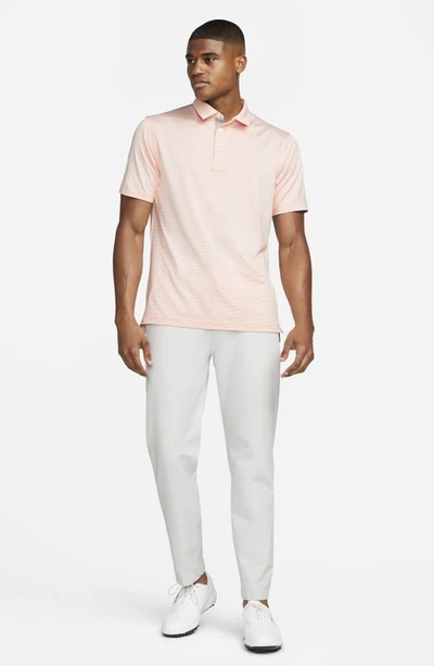 Shop Nike Pinstripe Player Polo In Orange/ Brushed Silver
