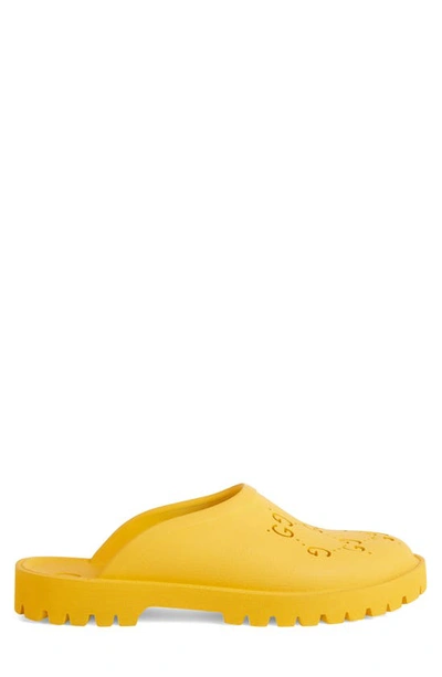 Shop Gucci Elea Gg Perforated Mule In Sunset Yellow