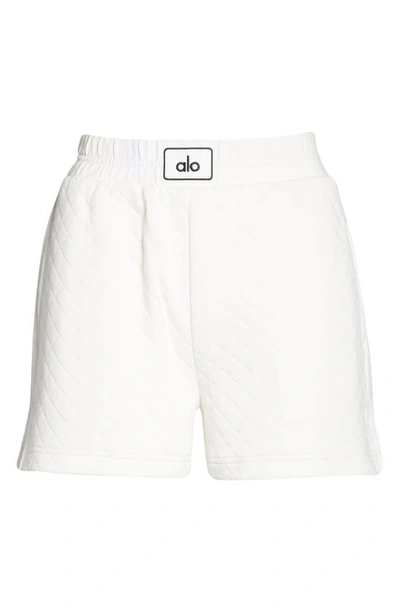 Shop Alo Yoga Quilted Arena Boxing Shorts In Ivory