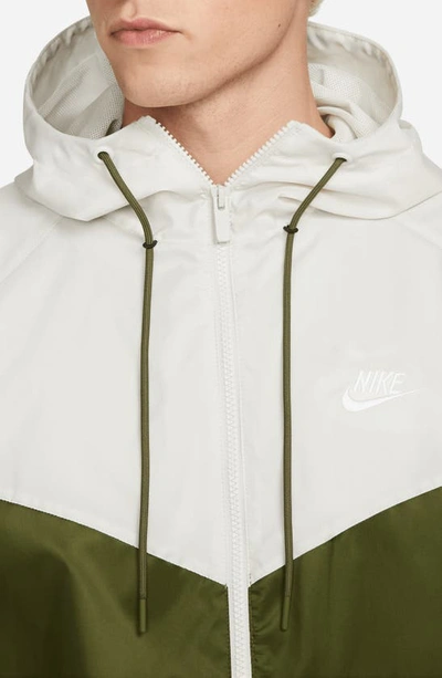 Shop Nike Sportswear Windrunner Jacket In Rough Green/ Light Bone/ White