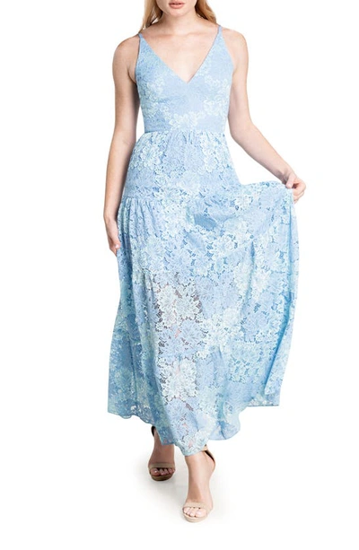 Shop Dress The Population Lace Sleeveless Maxi Dress In Summer Sky Mult