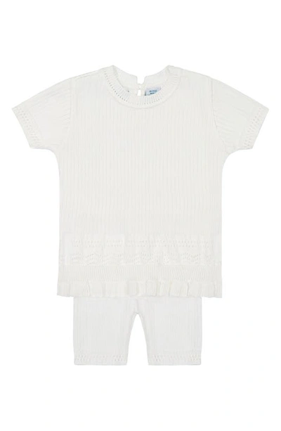 Shop Feltman Brothers Pointelle Rib Short Sleeve Sweater & Pants In Ivory