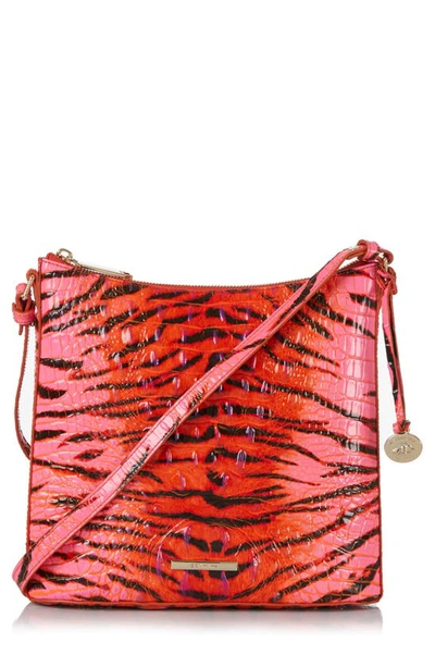 Shop Brahmin Katie Croc Embossed Leather Crossbody Bag In Pink Feline Ombre Melbourne