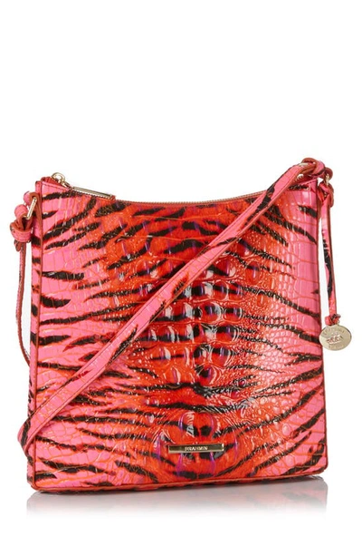 Shop Brahmin Katie Croc Embossed Leather Crossbody Bag In Pink Feline Ombre Melbourne