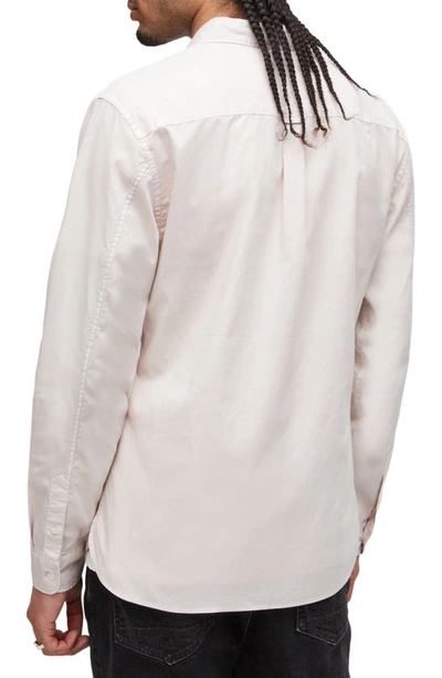 Shop Allsaints Hawthorne Slim Fit Stretch Cotton Button-up Shirt In Ash Desert Pink