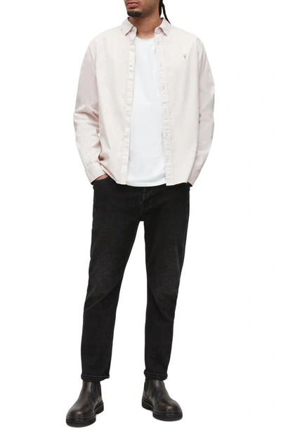 Shop Allsaints Hawthorne Slim Fit Stretch Cotton Button-up Shirt In Ash Desert Pink