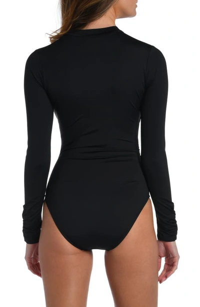 Shop La Blanca Island Goddess Ruched One-piece Swimsuit In Black