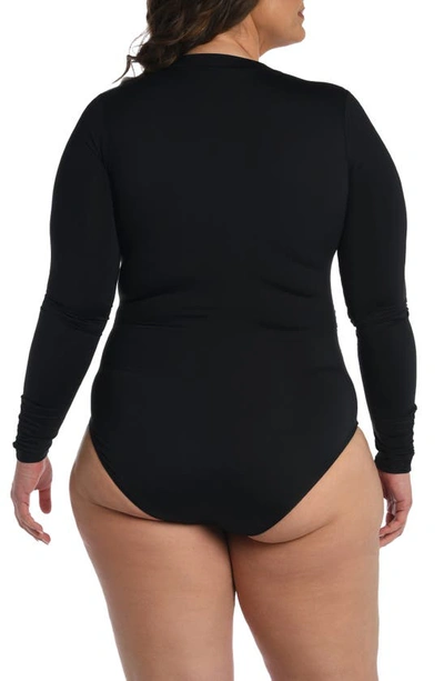 Shop La Blanca Island Goddess Ruched One-piece Swimsuit In Black