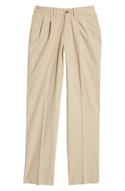 Shop Berle Charleston Pleated Chino Pants In Khaki