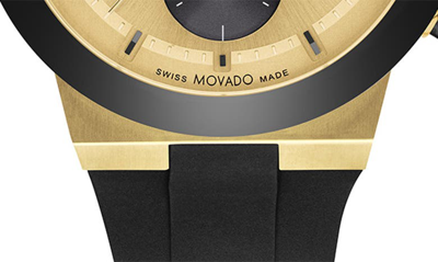 Shop Movado Bold Fusion Chronograph Silicone Strap Watch, 44mm In Gold / Black