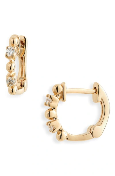 Shop Dana Rebecca Designs Poppy Rae Alternating Pebble & Diamond Huggie Hoop Earrings In Yellow Gold