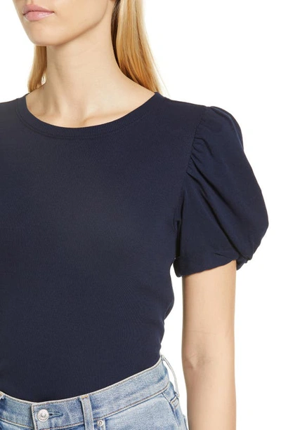 Shop 1.state Puff Sleeve Rib Knit T-shirt In Navy Blue