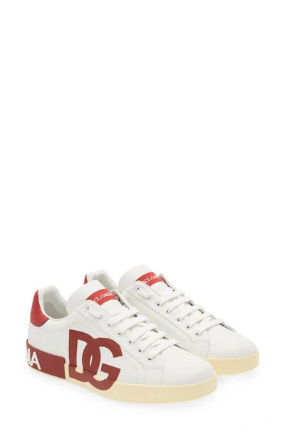 Shop Dolce & Gabbana Portofino Sneaker In White/ Poppy