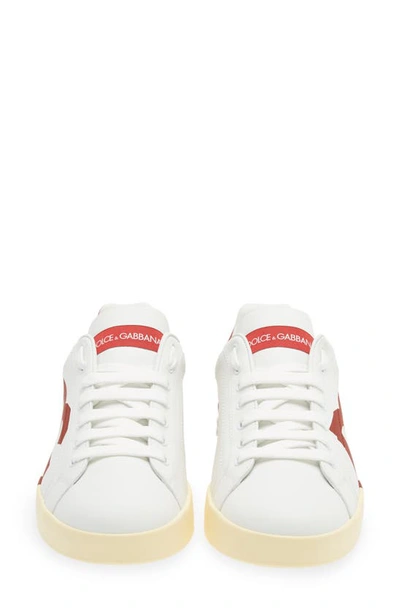 Dolce & Gabbana Logo-print Lace-up Sneakers In White/ Poppy
