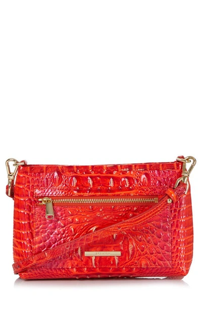 Shop Brahmin Vida Croc Embossed Leather Crossbody Bag In Flame Melbourne