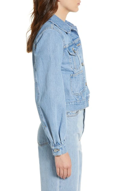 Shop Ganni Camy Organic Cotton Denim Jacket In Light Blue Stone