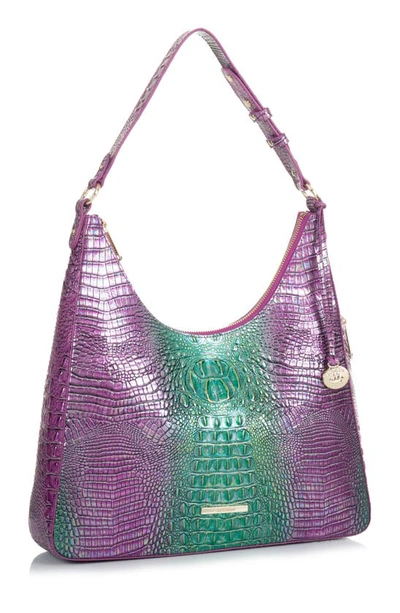 Shop Brahmin Tabitha Croc Embossed Leather Shoulder Bag In Hyacinth Ombre Mini Melbourne