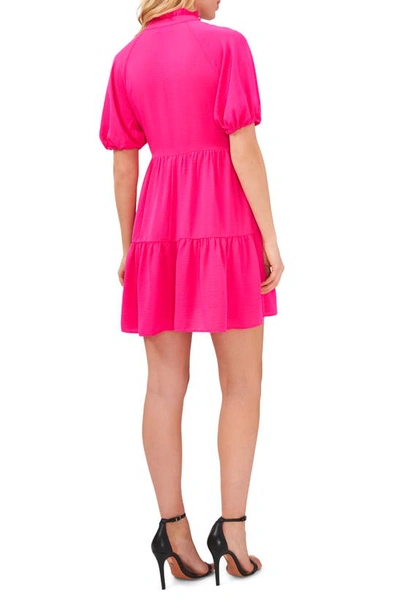 Shop Cece Tiered Ruffle Minidress In Bright Rose