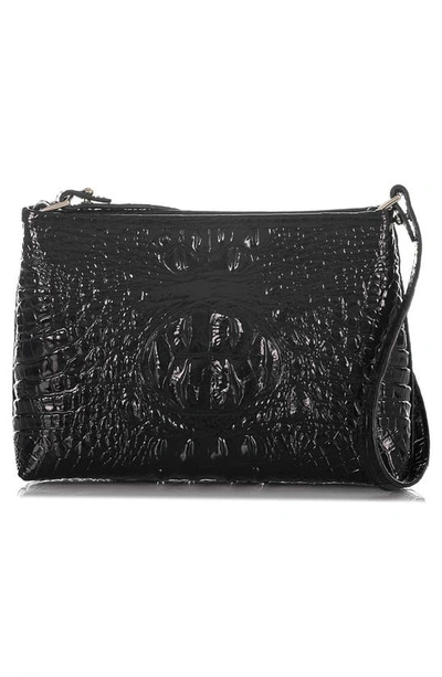 Shop Brahmin Lorelei Croc Embossed Leather Shoulder Bag In Black