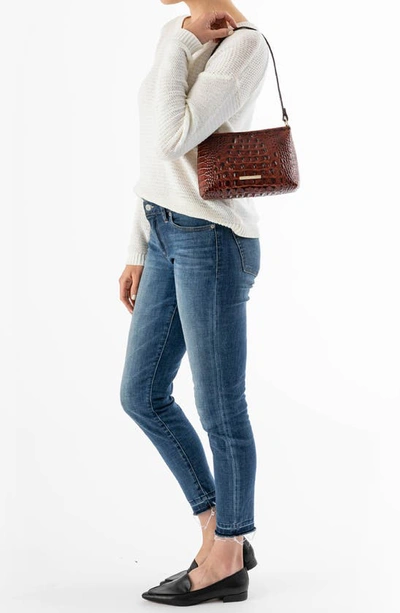 Shop Brahmin Lorelei Croc Embossed Leather Shoulder Bag In Pecan