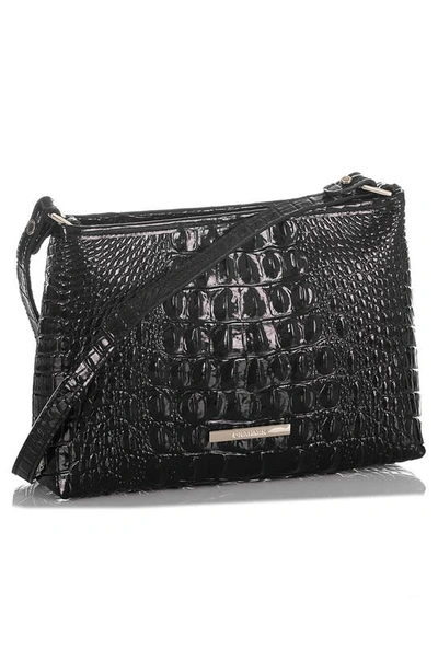 Shop Brahmin Lorelei Croc Embossed Leather Shoulder Bag In Black