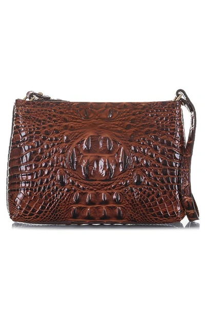 Shop Brahmin Lorelei Croc Embossed Leather Shoulder Bag In Pecan