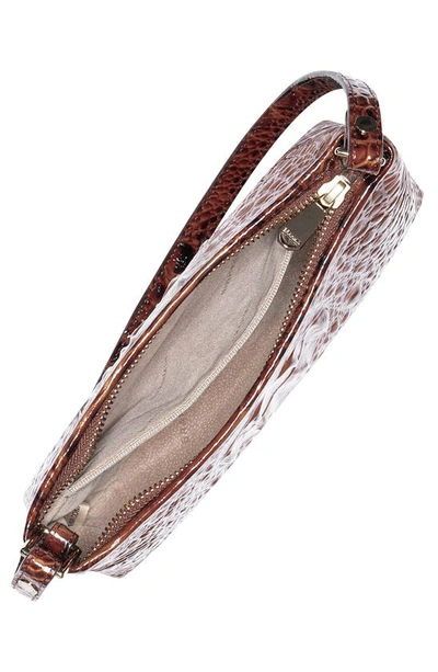 Shop Brahmin Lorelei Croc Embossed Leather Shoulder Bag In Pecan