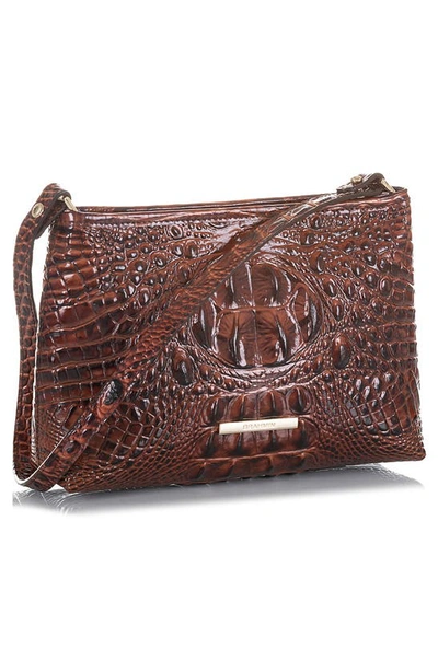 Shop Brahmin Lorelei Croc Embossed Leather Shoulder Bag In Pecan