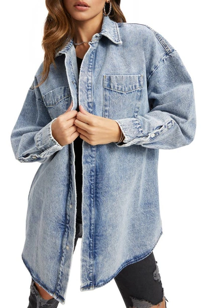 Shop Good American Oversize Denim Shirt Jacket In Indigo299