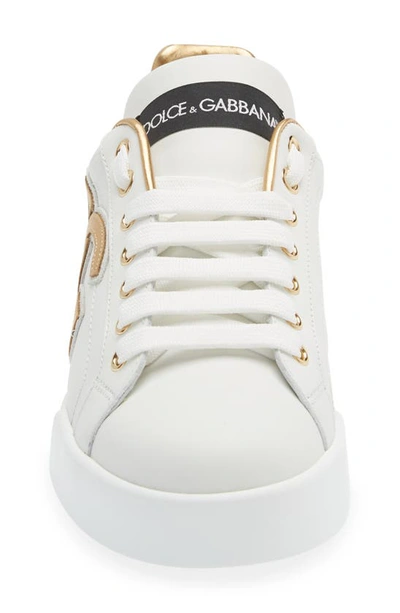 Shop Dolce & Gabbana Portofino Sneaker In White/ Gold