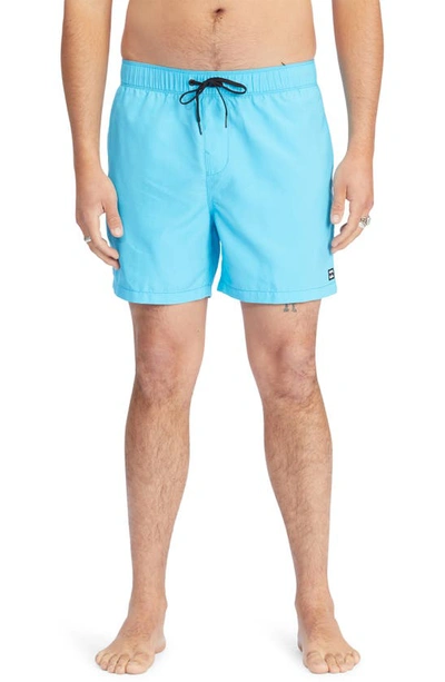 Shop Billabong All Day Layback Swim Trunks In Cyan