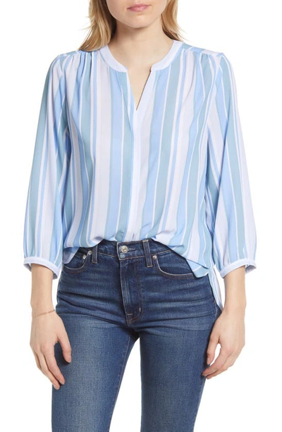 Shop Nydj High/low Crepe Blouse In Tramtrip Stripe