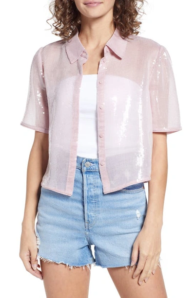  Other Stories sequin shirt in pink