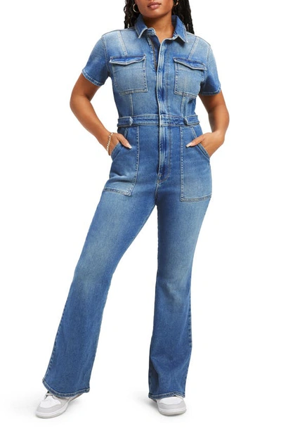 Shop Good American Fit For Success Bootcut Jumpsuit In Blue274