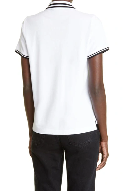 Shop Moncler Stripe Cotton Polo In 001 White