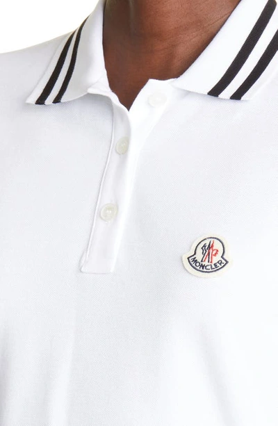 Shop Moncler Stripe Cotton Polo In 001 White