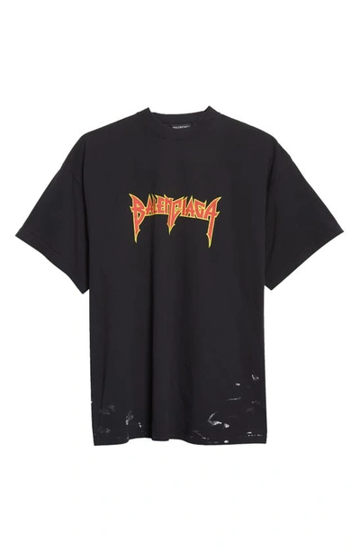 Black Metal Oversized Cotton T-shirt