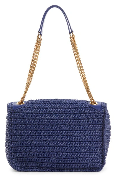 Shop Saint Laurent Medium Niki Raffia Shoulder Bag In Bleu Otremer