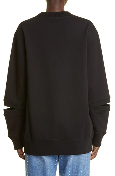Shop Stella Mccartney Glitch Logo Cotton Sweatshirt In 1000 Black
