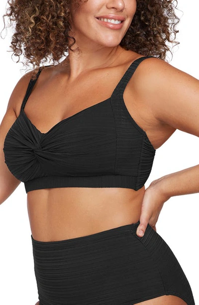 Artesands Plus Size Botticelli Wire-free Convertible-strap Bikini Top In Black