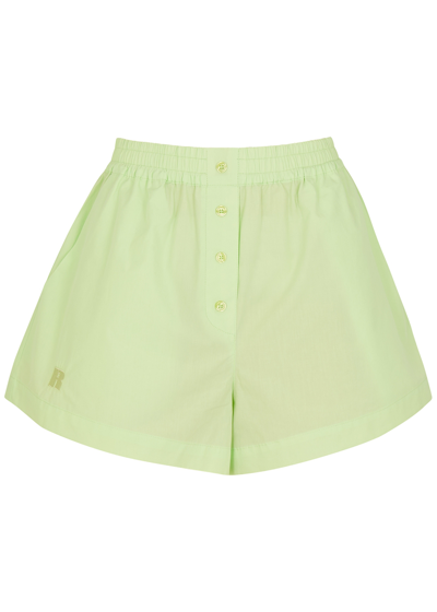 Shop Rotate Birger Christensen Ponisan Green Cotton-poplin Shorts