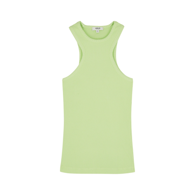 Shop Agolde Bea Lime Ribbed Stretch-cotton Tank