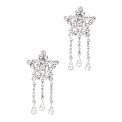 Shop Alessandra Rich Crystal-embellished Clip-on Star Earrings In Silver