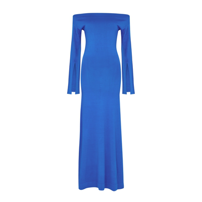 Shop By Malene Birger Sima Blue Stretch-knit Maxi Dress
