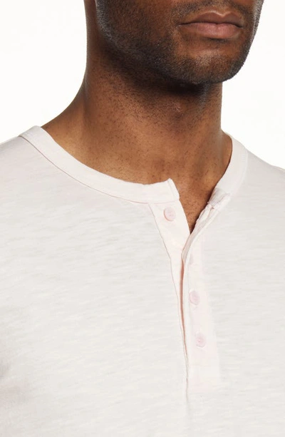 Shop Goodlife Sunfaded Slub Scallop Henley In Barely Pink